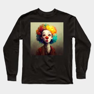 Colorful clown face with big hair. Long Sleeve T-Shirt